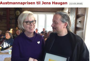 Vi gratulerer vår forfatter Jens Haugan med Austmannaprisen