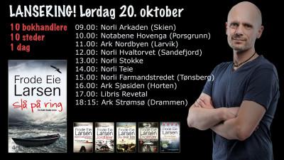Frode Eie Larsen lanserte sin nye bok hos ti bokhandlere i ti byer på en dag!